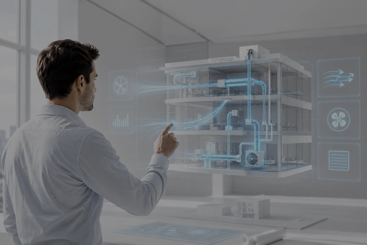 Engineer reviewing a building system