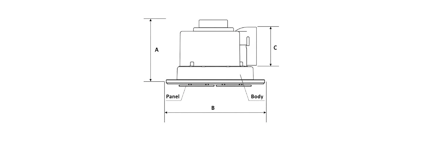 Zeta DW Ceiling Exhaust Fan dimension diagram