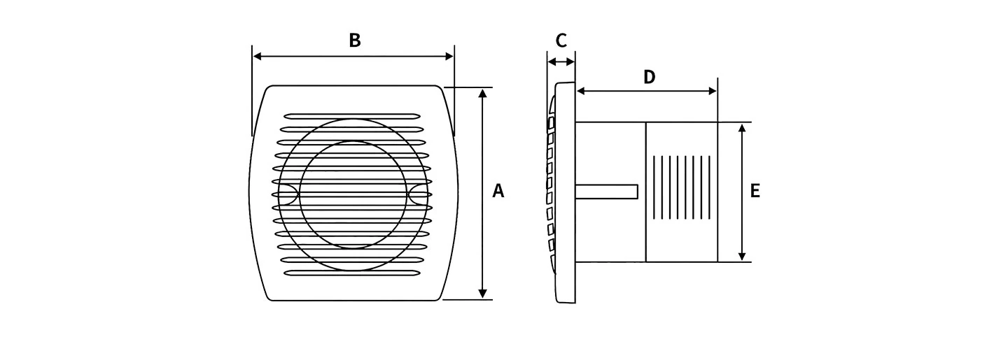Beta Exhaust Fan dimension diagram