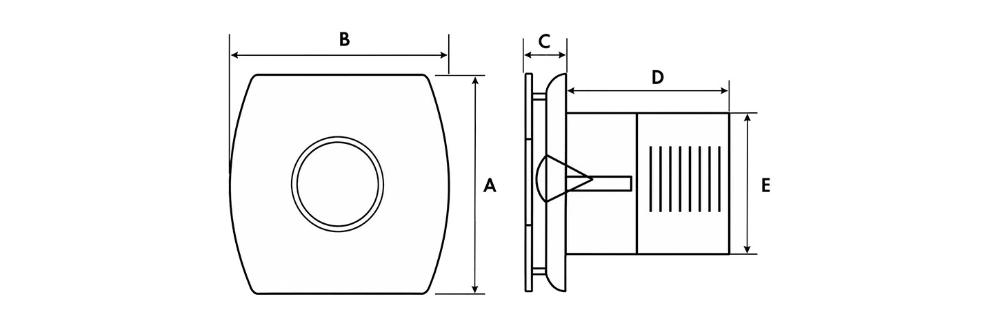 Phi Exhaust Fan dimension diagram