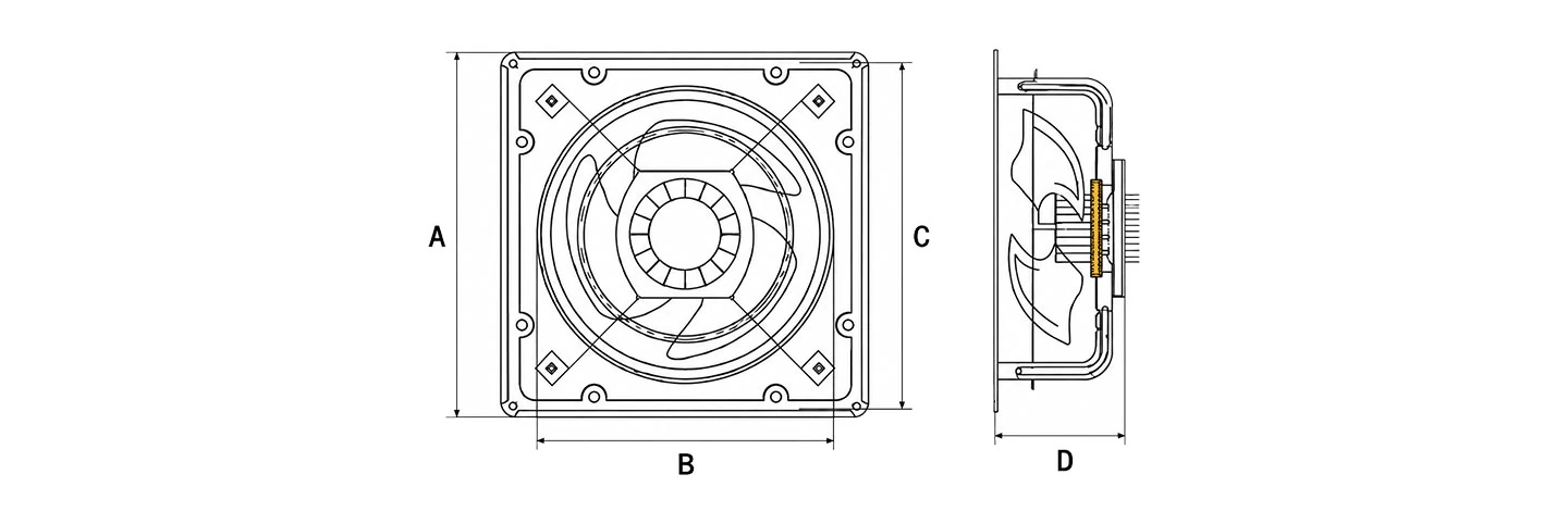 Wind Exhaust Fan dimension diagram